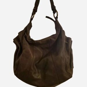 Vintage Hobo International Bag Large Slouchy Carryall Brown Brass Boho Lindsay